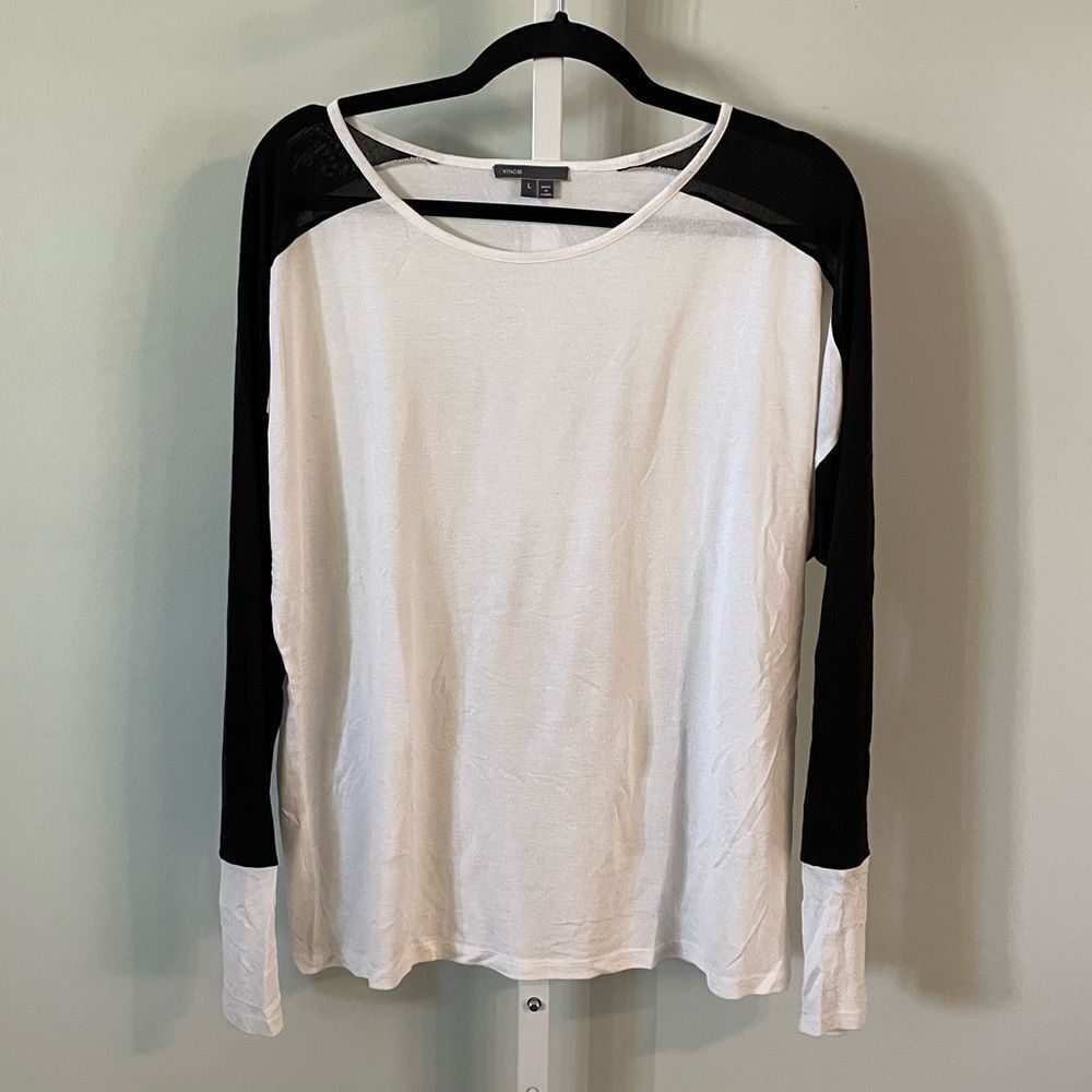 Vince Black & White Long Sleeve Thin Sweater